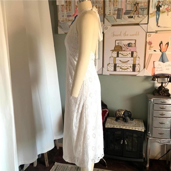 🕊️✨ ZARA White Eyelet Halter Midi Dress ✨🌿 - Picture 12 of 13